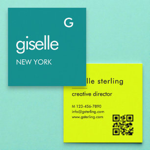 Carte De Visite Carré Gras Moderne Tendance Bleu Aqua