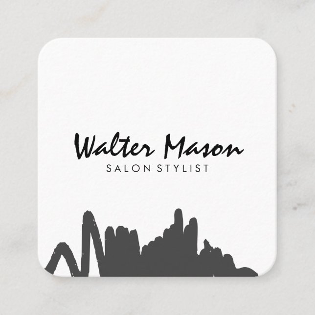 Carte De Visite Carré Gris Brossé Artistique (Devant)