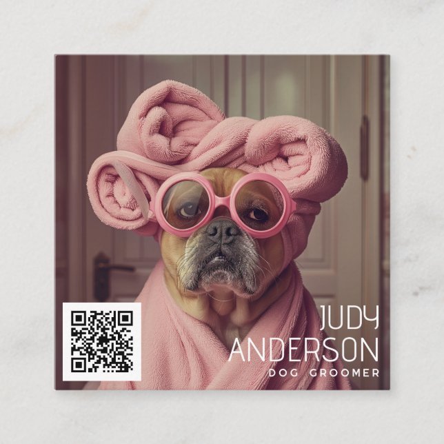 Carte De Visite Carré Groomer de chiens rétro (Devant)