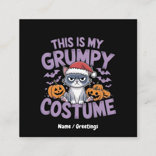 Carte De Visite Carré Grumpy Cat Halloween Costume Funny Holiday Animal  (Devant)