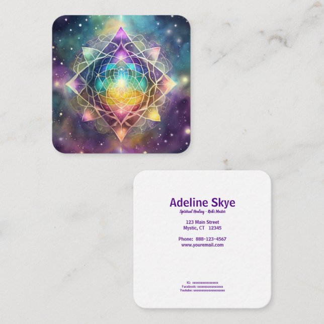 Carte De Visite Carré guérison spirituelle (Devant / Derrière)