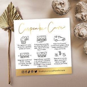 Carte De Visite Carré Guide d'entretien Cupcakes Boulangerie logo blanc 