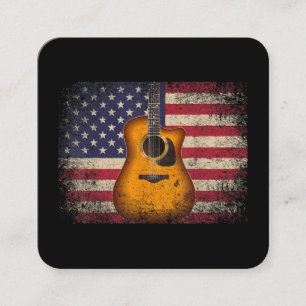 Carte De Visite Carré Guitare 4 juillet Cadeau Drapeau Américain USA - C