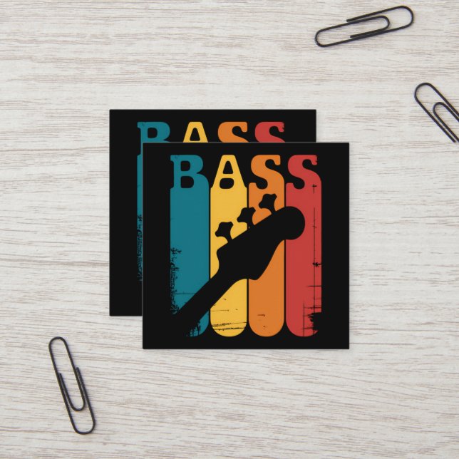 Carte De Visite Carré Guitare basse (Devant/Arrière en situation)