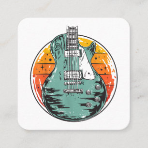 Carte De Visite Carré Guitare électrique Retro Sunset Musique Vintage Gr