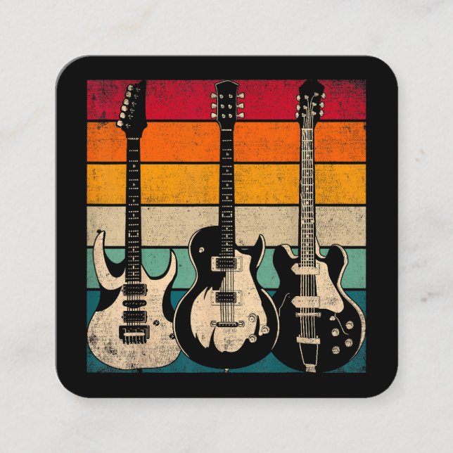 Carte De Visite Carré Guitare rétro (Devant)