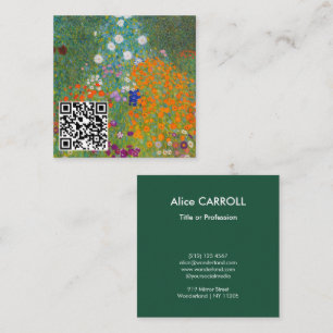 Carte De Visite Carré Gustav Klimt - Jardin des fleurs - Code QR