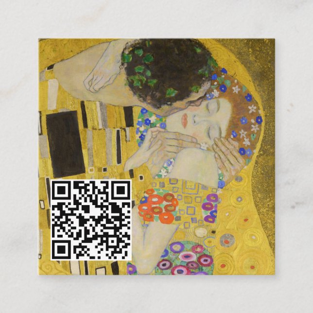 Carte De Visite Carré Gustav Klimt - Le baiser - Code QR (Devant)