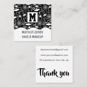 CARTE DE VISITE CARRÉ HALLOWEEN DOODLES MOTIFS