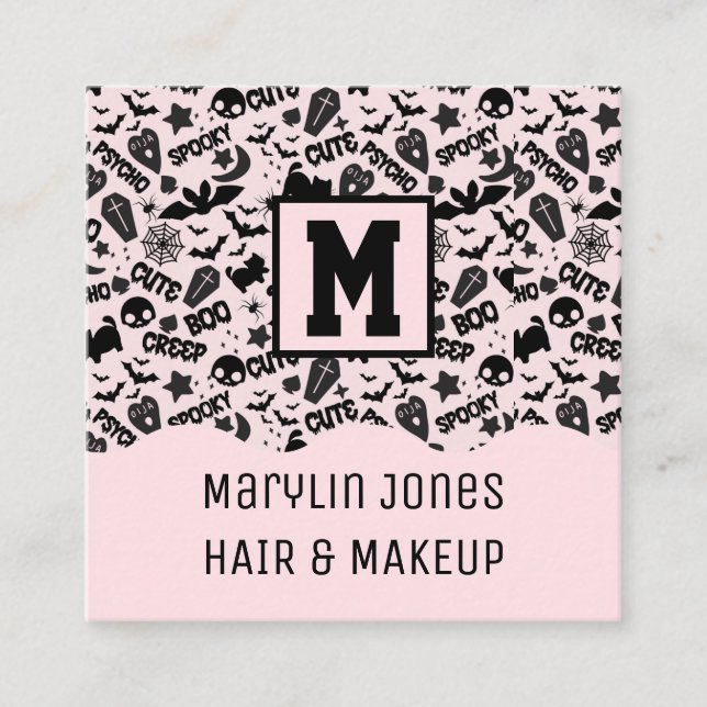 Carte De Visite Carré HALLOWEEN éffrayant ET ÉFFRAYANT (Devant)