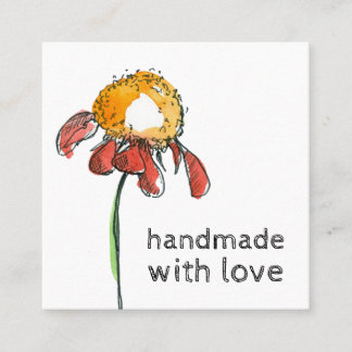 Carte De Visite Carré Handmade With Love Coneflower Shop