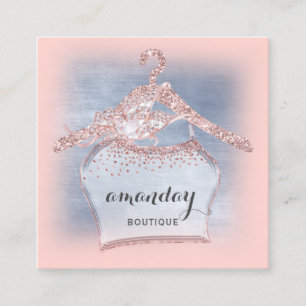 Carte De Visite Carré Hanger de lingerie Fashion Shop Diamond Rose bleu