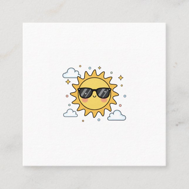 Carte De Visite Carré Happy Smiling Sun Cartoon - Minimalist Kawaii Suns (Devant)
