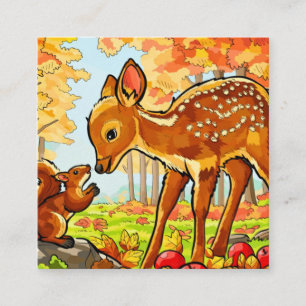 Carte De Visite Carré Harmonie dans la nature : L'écureuil et le cerf