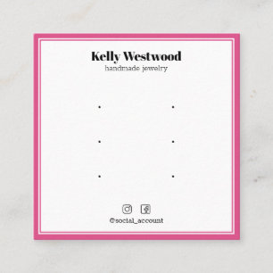 CARTE DE VISITE CARRÉ HAUT ROSE FRONTIÈRE EARRÊT AFFICHER LOGO ICONS SOC