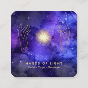 Carte De Visite Carré *~* Healing Light Hands Stars Universe Cosmic