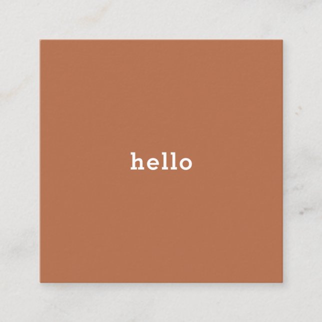 Carte De Visite Carré Hello- Brun (Devant)