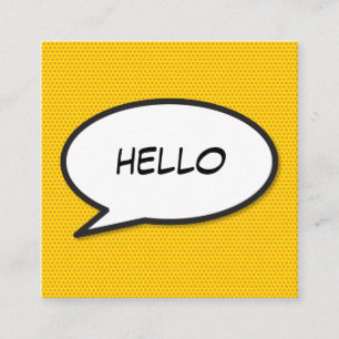 Carte De Visite Carré HELLO Speech Bubble Fun Retro Combook