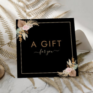 Carte De Visite Carré Herbe de Pampas Noire Séchée Fleur de Palmier Salo