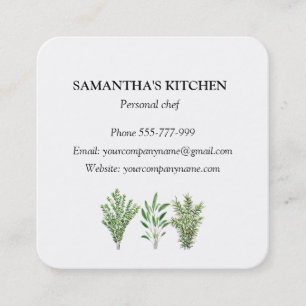 Carte De Visite Carré Herbes de Sage de thym de romarin Chef culinaire P