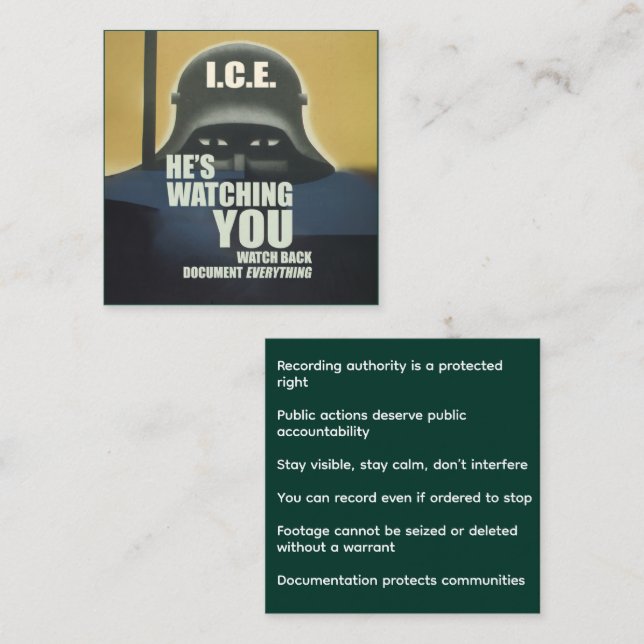 Carte De Visite Carré He's Watching You 2026 (Devant / Derrière)