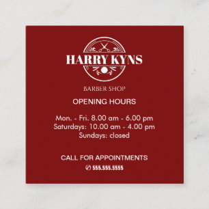 Carte De Visite Carré Heures d'ouverture du magasin de barrettes personn