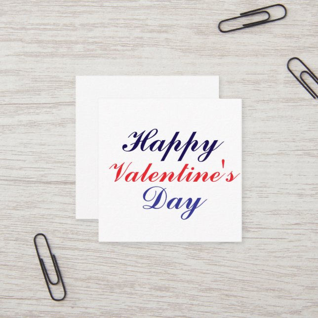 Carte De Visite Carré Heureuse Sainte-Valentin (Devant/Arrière en situation)