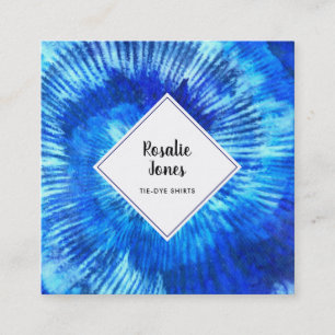 Carte De Visite Carré Hippie Tie Dye Motif Aquarelle bleu moderne