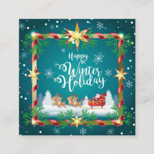 Carte De Visite Carré Hiver d'invitation bonjour ! Noël et nouvelle