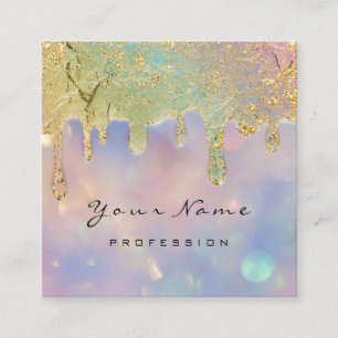 Carte De Visite Carré Holographe bleu fumé professionnel Déclenches ongl