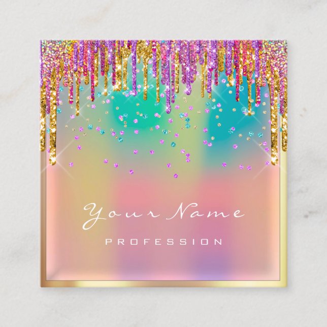 Carte De Visite Carré Holographe de maquillage Eyelash Parties scintilla (Devant)