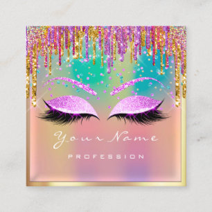 Carte De Visite Carré Holographe de maquillage Eyelash Pink Spark Partie