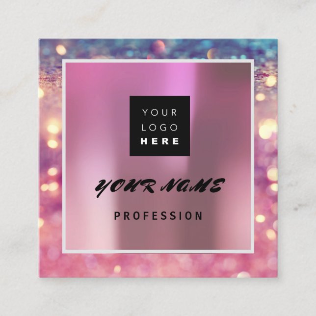 Carte De Visite Carré Holographe de maquillage Holographe unique QR CODE (Devant)