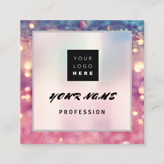 Carte De Visite Carré Holographe de maquillage Holographe unique QR CODE (Devant)