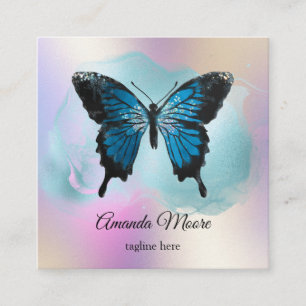 Carte De Visite Carré holographe de massothérapeute de la vie des papill