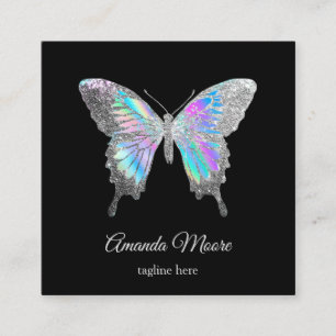 Carte De Visite Carré holographe de massothérapeute de la vie des papill