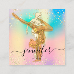 Carte De Visite Carré Holographe d'or de danse de sport pour corps profe