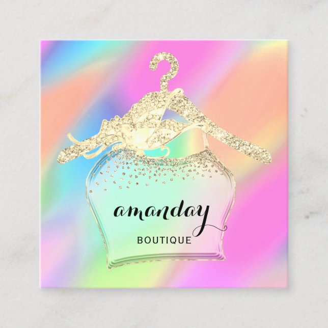 Carte De Visite Carré Holographe Holographe Holographe Hanger Hanger Han (Devant)