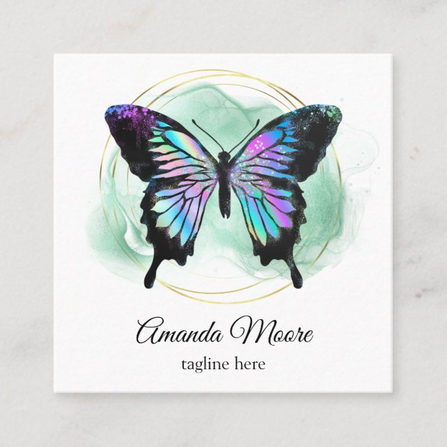 Carte De Visite Carré holographe holographe, massothérapeute de la vie d (Devant)