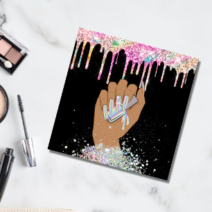 Carte De Visite Carré holographic nail salon woman hand nails technician