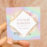Carte De Visite Carré Holographique Pastel Maquillage Floral Artiste Coi<br><div class="desc">Holographique Pastel Floral Maquillage Artiste Coiffeur Cartes de visite.</div>