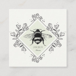 Carte De Visite Carré Honey Bee Floral Logo Produits de soins
