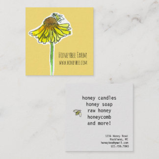 Carte De Visite Carré Honeybee Yellow Fleur sauvage Bougies à savon Hone