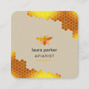 Carte De Visite Carré Honeypeb Honey Bee Apirarist Hexagons Beekeepons