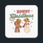 Carte De Visite Carré Howdy Christmas Cowboy Snowman Western Funny<br><div class="desc">Howdy Christmas Cowboy Snowman Western Funny</div>