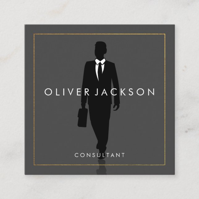Carte De Visite Carré Icône Business Consultant (Devant)