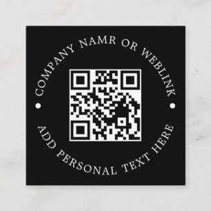 Carte De Visite Carré Identité moderne d'entreprise Black Square QR