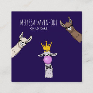 Carte De Visite Carré Illustration de 3 visages Llama mignons