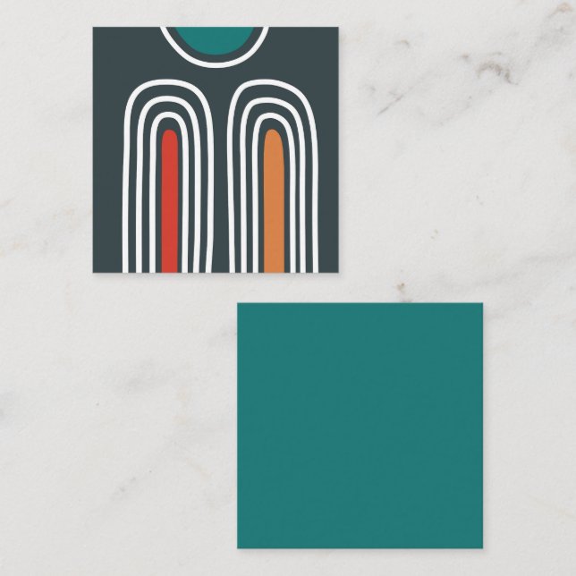 Carte De Visite Carré illustration de ligne arc-en-ciel (Devant / Derrière)