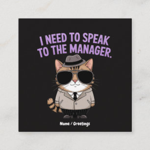 Carte De Visite Carré Illustration drôle de chat de manager humour
